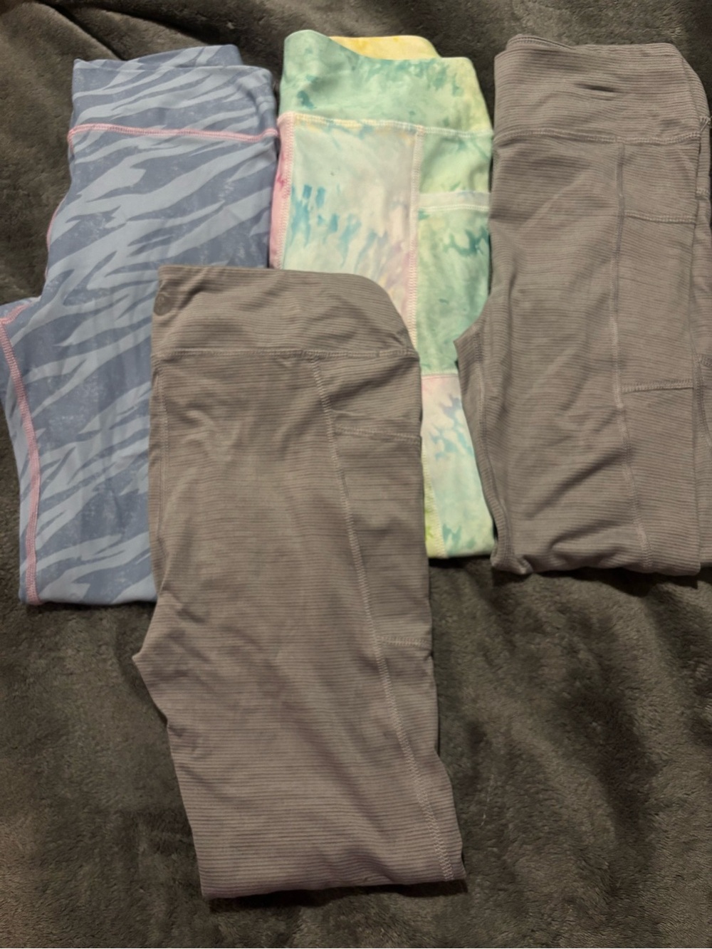 NWOT Kids Leggings Lot of 4 - Gray, Blue, Pastel Tie-Dye